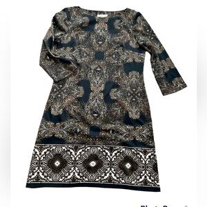 London Style Collection Aztec type print dress 3/4 sleeve size 10